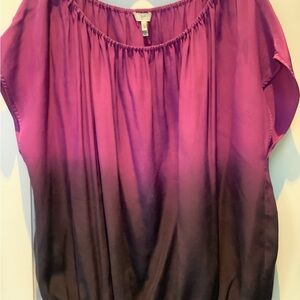 Joie Magenta to Purple Ombre Cap-Sleeve Blouse